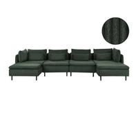 Beliani Modular U-Shape Sofa 4 Seater Egeris Dark Green Corduroy