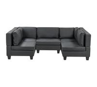 Beliani Modular U-Shape Sofa 5 Seater Unstad Black Faux Leather