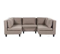 Beliani Modular U-Shape Sofa 5 Seater Unstad Fabric Brown
