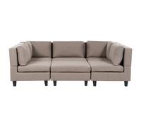 Beliani Modular U-Shape Sofa 5 Seater Unstad Fabric Brown With Ottoman
