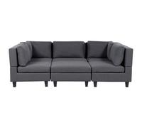 Beliani Modular U-Shape Sofa 5 Seater Unstad Fabric Dark Grey With Ottoman