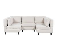 Modular U-Shape Sofa 5 Seater UNSTAD Fabric Light Beige