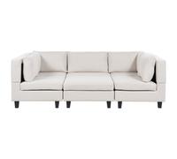 Modular U-Shape Sofa 5 Seater UNSTAD Fabric Light Beige with Ottoman