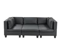 Beliani Modular U-Shape Sofa 5 Seater Unstad Faux Leather Black