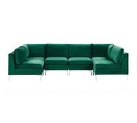 Modular U-Shape Sofa 6 Seater EVJA Green Velvet