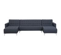 Beliani Modular U-Shape Sofa Bed 5 Seater Aberdeen Fabric Dark Grey