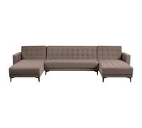 Modular U-Shape Sofa Bed 5 Seater ABERDEEN Fabric Taupe