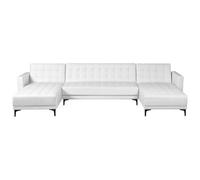 Beliani Modular U-Shape Sofa Bed 5 Seater Aberdeen Faux Leather White