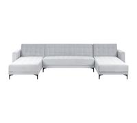 Beliani Modular U-Shape Sofa Bed 5 Seater Aberdeen Velvet Light Grey