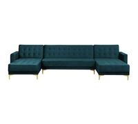 Beliani Modular U-Shape Sofa Bed 5 Seater Aberdeen Velvet Teal