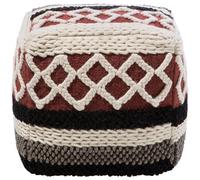 Beliani Multicolour Braided Macrame Pouffe 48 X 48 X 42 Cm - Boho Rustic Accent Seat
