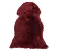 Beliani Natural Genuine Sheepskin Rug Fluffy Cover Soft Throw 65 x 110 cm Dark Red Uluru
