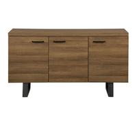 Beliani Nest And Nook Industrial Sideboard 3 Door Dark Brown With Grey Sled Metal Base And Aluminium Handles
