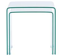 Beliani Nest Set Of 2 Transparent Tempered Glass Side Tables Rectangular 42 X 42 X 42 Cm For Modern Living Rooms