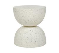 Beliani Off-White Terrazzo Accent Side Table - Round Outdoor-Ready End Table 40Cm X 46Cm