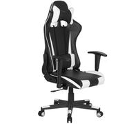 Beliani Faux Leather Reclining Office Chair Black With White Gamer