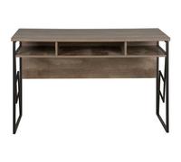 Beliani Office Desk Dark Brown Laminate Top With Black Metal Frame 120 X 60 Cm, 3 Storage Compartments
