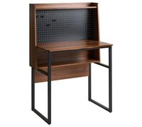 Home Office Desk with Pegboard BUXTON Dark Brown 84 cm 48 cm