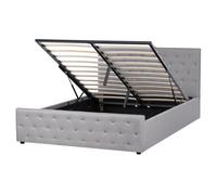 Ottoman Bed AMIENS Fabric Light Grey 160 x 200 cm (EU King Size)