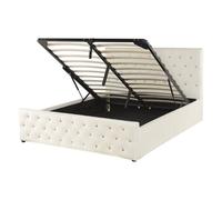 Ottoman Bed AMIENS Velvet Light Beige 140 x 200 cm (EU Double)