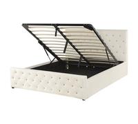 Ottoman Bed AMIENS Velvet Light Beige 160 x 200 cm (EU King Size)