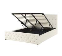 Velvet EU Super King Size Ottoman Bed Beige AMIENS