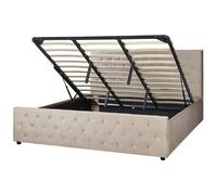 Beliani Ottoman Bed Amiens Velvet Taupe 180 X 200 Cm (Eu Super King)