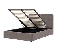 Beliani Ottoman Bed Arbois Chenille Taupe 140 X 200 Cm (Eu Double)