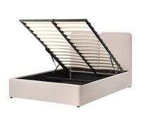 Beliani Ottoman Bed Fabric ARBOIS 140 x 200 cm (EU Double) Beige, Cream