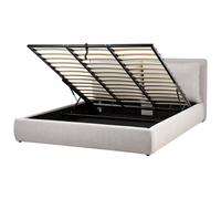 Beliani Ottoman Bed Bajonna Fabric Light Grey 180 X 200 Cm (Eu Super King)
