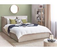 Ottoman Bed BAJONNA Velvet Beige 160 x 200 cm (EU King Size)