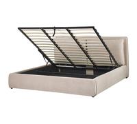 Ottoman Bed BAJONNA Velvet Beige 180 x 200 cm (EU Super King)