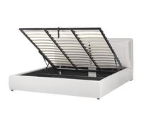 Beliani Ottoman Bed Velvet Bajonna 180 X 200 Cm Eu Super King White, White