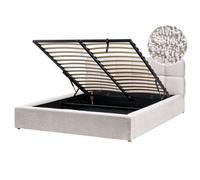 Beliani Ottoman Bed Baston Boucle Light Beige 160 X 200 Cm (Eu King Size)