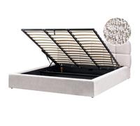 Beliani Ottoman Bed Baston Boucle Light Beige 180 X 200 Cm (Eu Super King)