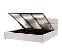 Beliani Ottoman Bed Baston Fabric Light Beige 180 X 200 Cm (Eu Super King)