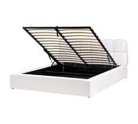 Ottoman Bed BASTON Fabric Off-White 160 x 200 cm (EU King Size)