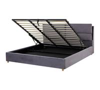 Beliani Ottoman Bed Batilly Velvet Grey 180 X 200 Cm (Eu Super King)