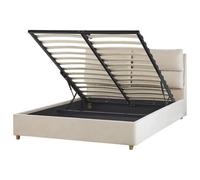 Ottoman Bed Velvet BATILLY 140 x 200 cm (EU Double) Light Beige