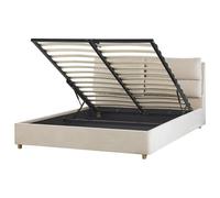 Ottoman Bed BATILLY Velvet Light Beige 160 x 200 cm (EU King Size)