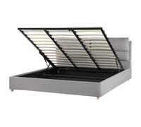 Beliani Ottoman Bed Batilly Velvet Light Grey 180 X 200 Cm (Eu Super King)