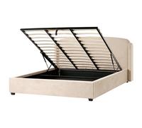 Beliani Ottoman Bed Bernay Fabric Taupe 180 X 200 Cm (Eu Super King)
