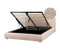 Beliani Ottoman Bed Blagnac Boucle Beige 160 X 200 Cm (Eu King Size)