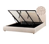 Beliani Ottoman Bed Blagnac Boucle Light Beige 180 X 200 Cm (Eu Super King)