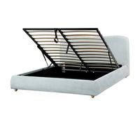 Beliani Ottoman Bed Blagnac Chenille Light Blue 160 X 200 Cm (Eu King Size)