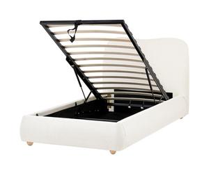 Beliani Ottoman Bed Blagnac Fabric Off-White 90 X 200 Cm (Eu Single)