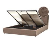 Beliani Ottoman Bed Boucle Bajonna 180 X 200 Cm (Eu Super King) Brown