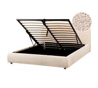 Ottoman Bed Boucle BLAGNAC 160 x 200 cm (EU King Size) Light Beige