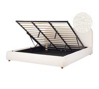 Beliani Ottoman Bed Boucle Blagnac 180 X 200 Cm Eu Super King Off-white, White