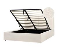 Beliani Ottoman Bed Boucle Moissac 160 X 200 Cm (Eu King Size) Off-White